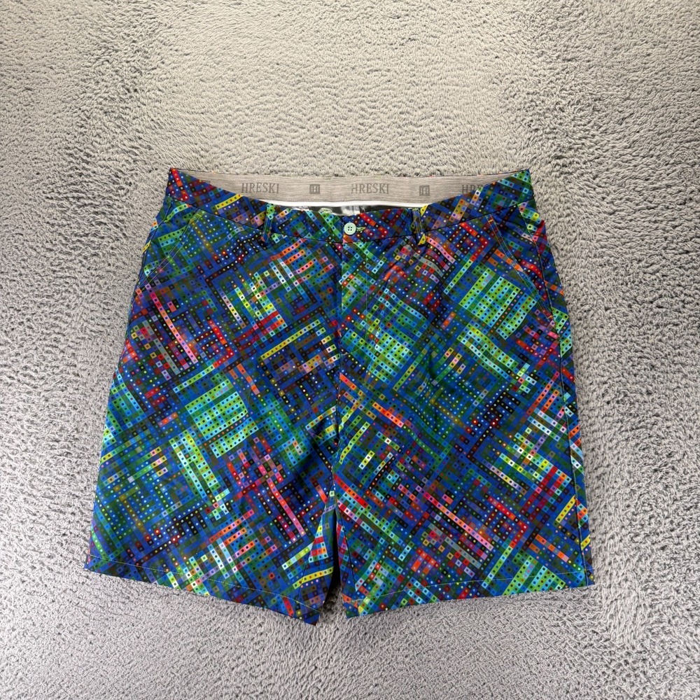 Hreski Shorts Mens 42 Green Polyester Golf Performance Sports Summer Stretch